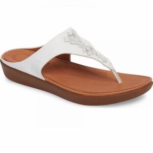 FitFlop Banda White Leather Toe Thong white Cristal Slides sandals Size: 7